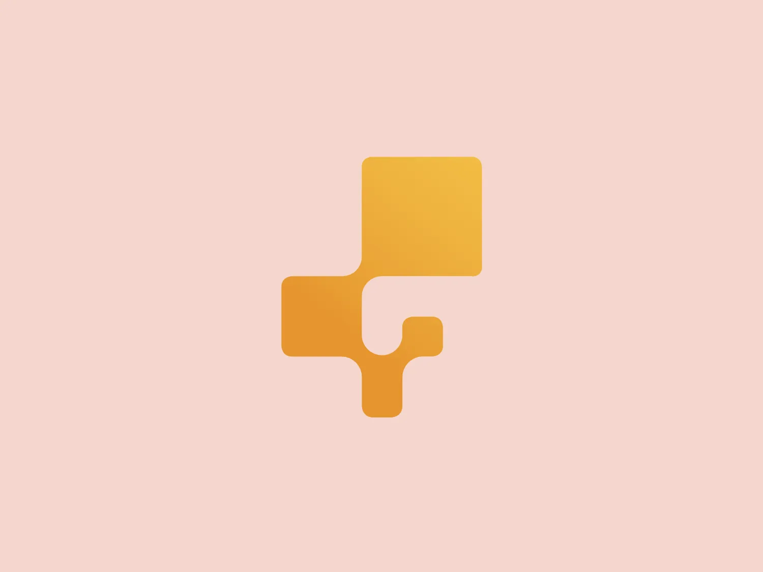 The Inflow logo consists of an abstract, geometric design featuring two interconnected shapes with rounded corners—a larger square on the top and a smaller, quarter-circle shape beneath it, fitting together like puzzle pieces. The color of the logo is a gradient of warm yellow to orange tones, giving it a vivid and dynamic look. The overall design aesthetic is modern, clean, and simplistic, suggesting a sense of innovation and connectivity. The use of negative space between the elements adds an interesting visual effect that enhances the logo's distinctive character.