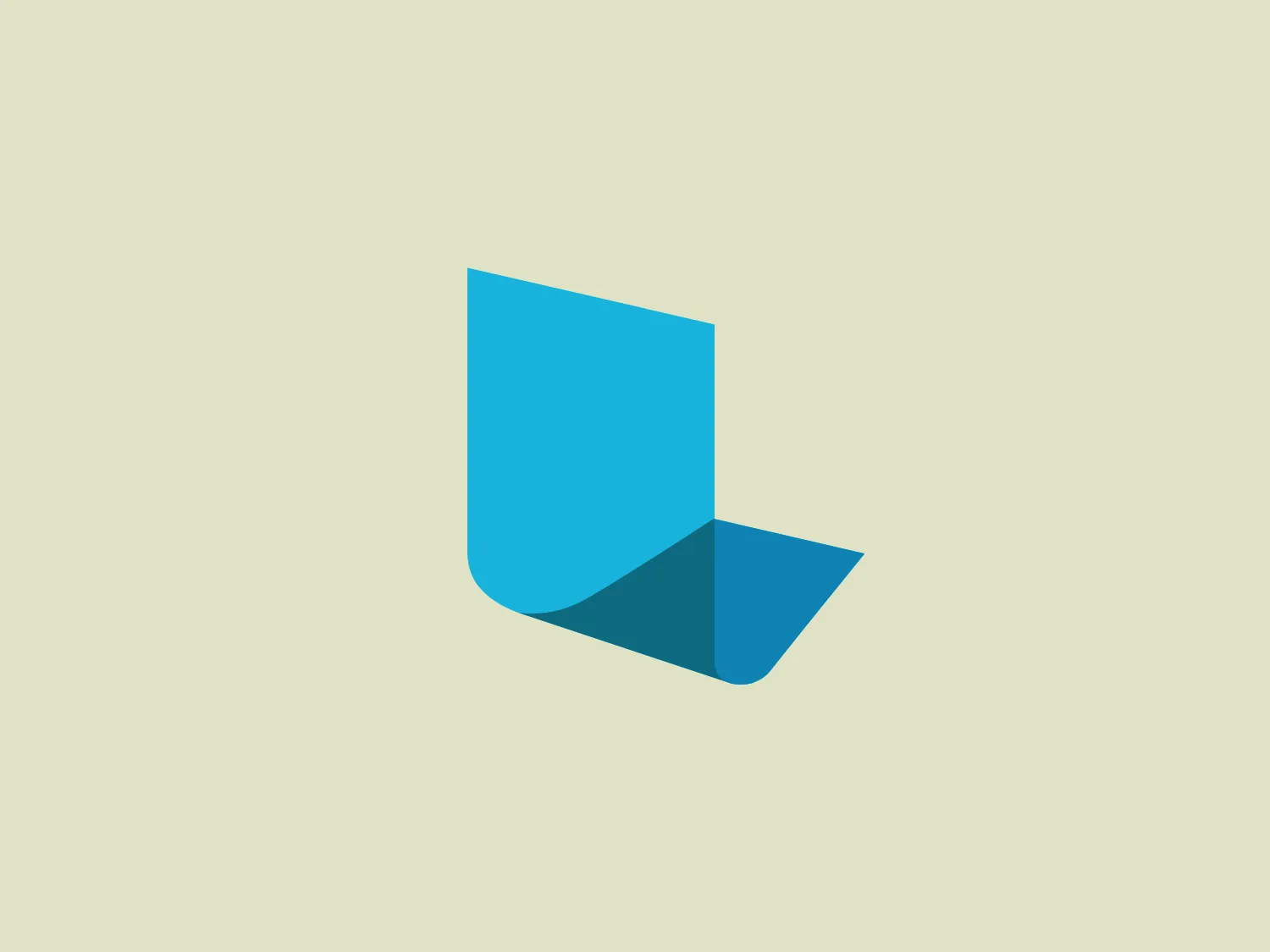 The logo for Lirquén Vidrios presents a modern, minimalist design featuring an abstract shape that resembles a stylized letter "L" constructed from two intersecting geometric elements. The main color is a vibrant, deep turquoise transitioning into a darker blue shade, which gives the logo a dynamic and layered 3D effect. The use of gradient and the contrast between the two hues creates an impression of depth and sophistication. The design is sleek, conveying a sense of innovation and contemporary style.