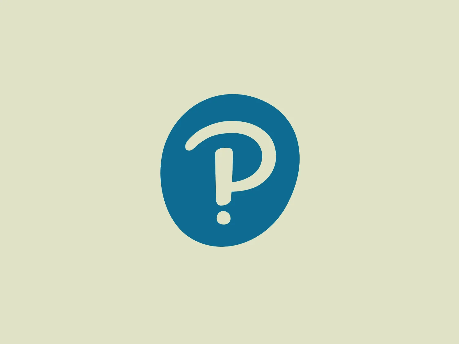 The Pearson logo features a stylized white letter "P" with a prominent dot resembling an exclamation mark, all contained within a circular teal background. The design aesthetic is clean and modern, with the use of negative space to create the "P" and its distinctive exclamation mark. The circular shape suggests inclusivity and continuity, while the bold white against teal creates a striking contrast. The exclamation mark within the "P" adds an element of surprise or emphasis, making the logo memorable and dynamic.
