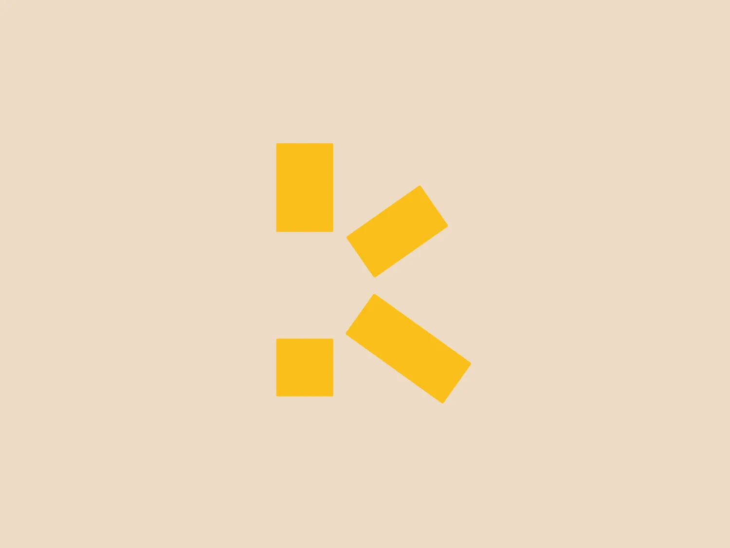 The Klara Energy logo showcases a stylized design with four yellow rectangles arranged asymmetrically. Two rectangles are positioned vertically while the other two are angled, creating a dynamic sense of movement. The sharp-cornered rectangles feature a uniformly bold and bright yellow color, giving the logo a modern and minimalist aesthetic.