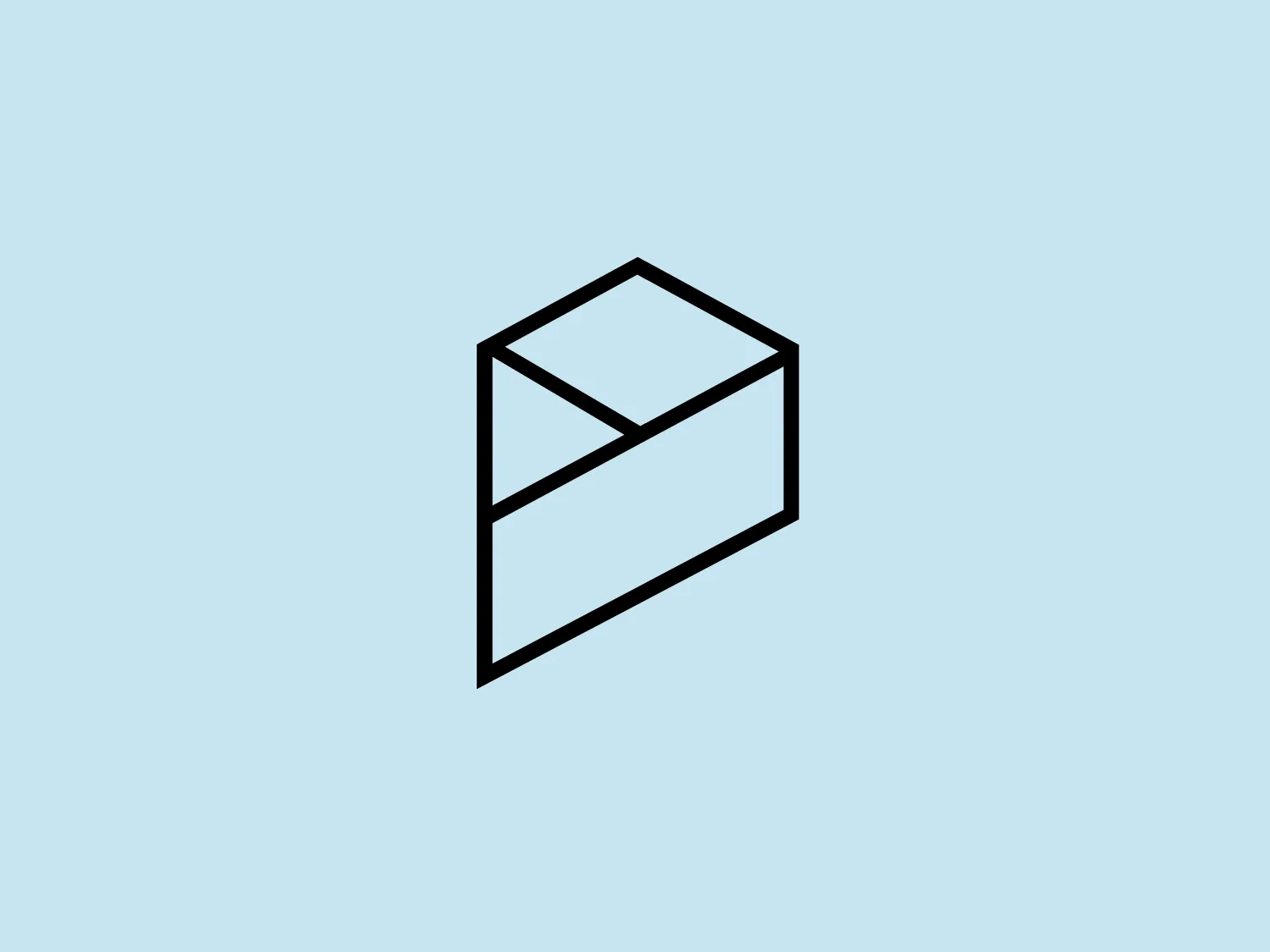 The Ninth Page logo features a stylized, abstract geometric shape that resembles a three-dimensional box or an open envelope. It is composed of bold, black lines that form the outline of the shape with a visible diagonal line dividing the front face of the box. There are no additional colors within the shape, maintaining a monochromatic and minimalistic design. The lines are crisp and meet at sharp angles, giving a clean, modern aesthetic. The simplicity of the design allows for versatile use across various mediums. Given the minimalistic nature of the black logo, a subtle, light background color would complement it well without creating too much contrast. One appropriate background color that would suit this logo is a soft, pale blue, which would provide a calming backdrop while allowing the Ninth Page logo to remain the focal point.