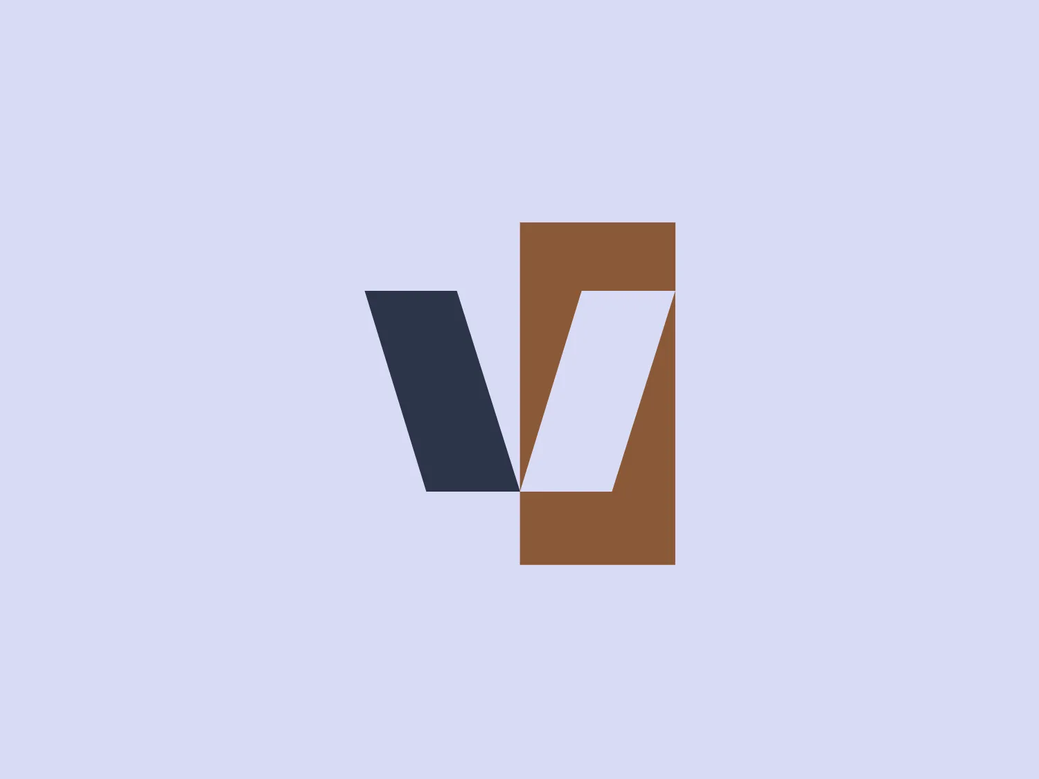 The Vista Fairfax Corner logo features two stylized letters "V" joined together to form a symmetrical, geometric shape that resembles a diamond or kite from a two-dimensional perspective. The left half of the logo is colored in a muted navy blue, while the right half is a warm, medium brown shade, suggesting a balance between professionalism and approachability. The design is minimalist and modern, with clean lines and sharp angles creating a sense of precision and forward-thinking.