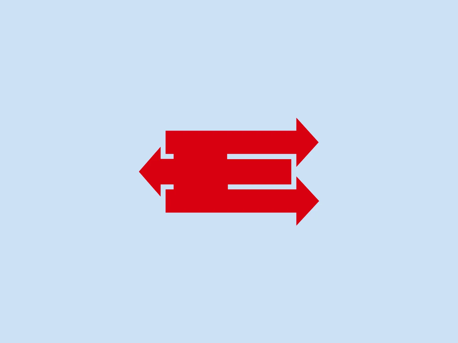 The Endress Generators logo consists of a bold symmetrical design featuring two opposing arrows in a bright red color. The left arrow points to the left and contains three horizontal lines, implying movement or progress. The right arrow mirrors the left in shape and direction, suggesting a back and forth or dynamic interaction. The color is striking and conveys urgency or importance. With its clean lines and absence of additional embellishment, the logo has a modern and minimalistic aesthetic.