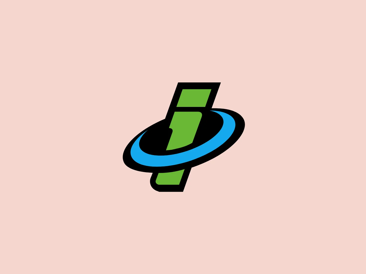 The Genuine Innovations logo consists of a stylized design featuring geometric shapes that form an abstract figure. The central element resembles a blue ring or disc with a 3D effect, outlined in black. A vibrant green, elongated rectangle with a black border cuts through the blue disc diagonally, adding a dynamic and modern feel to the design. Black outlines around the shapes enhance their definition against the white background, creating a contemporary aesthetic with clean lines and a limited color palette, suggesting a technological or innovative theme.