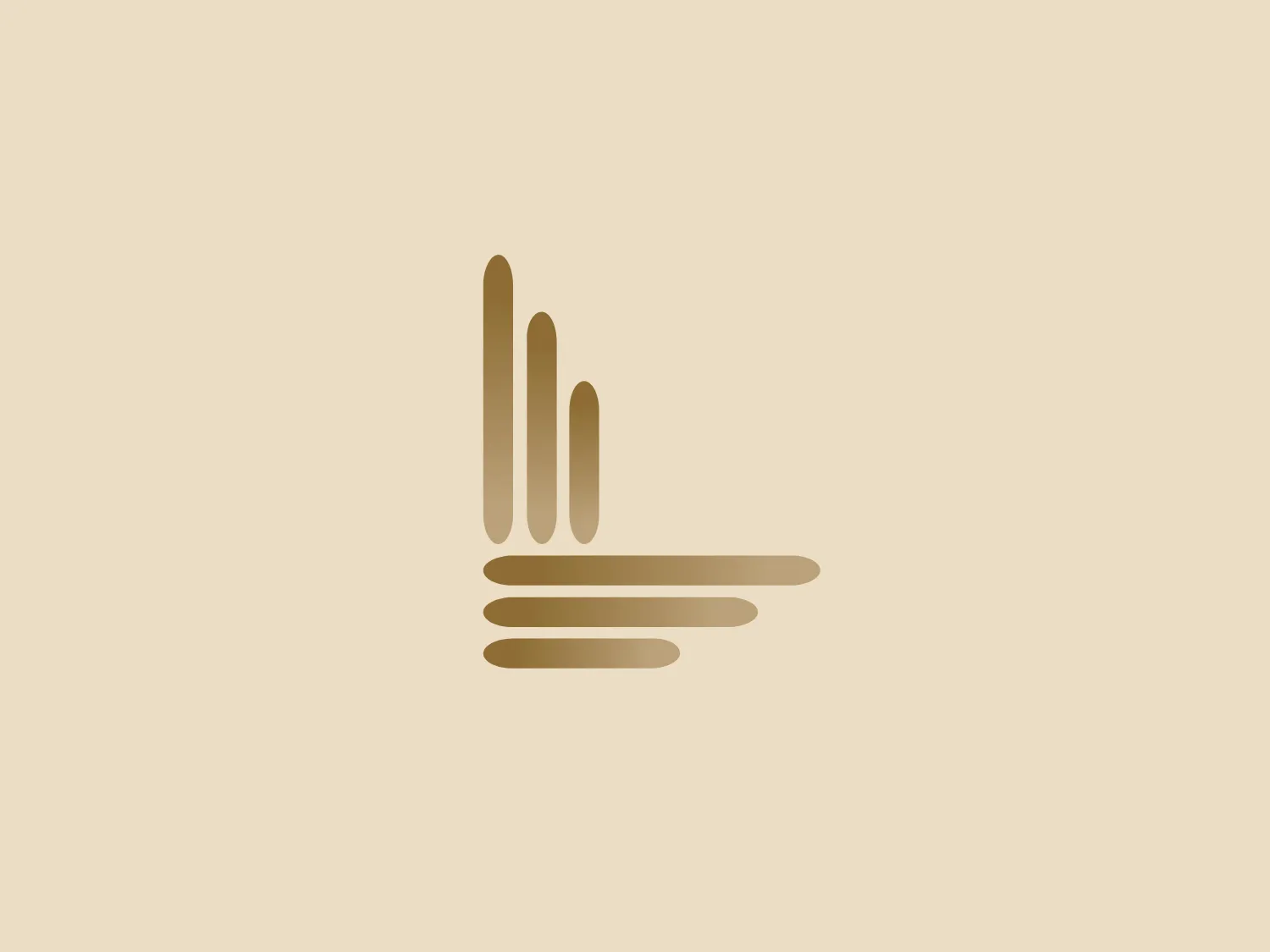 The Lagan Group logo showcases an abstract and minimalistic design, comprising of four vertical lines of varying heights and a single horizontal line at the base. This creates an image resembling a stylized graph or urban skyline. The monochromatic color scheme features muted gold or tan tones. The left-aligned positioning of the tallest line adds an asymmetrical element, while the bold yet elegant lines convey a modern and sophisticated feel.