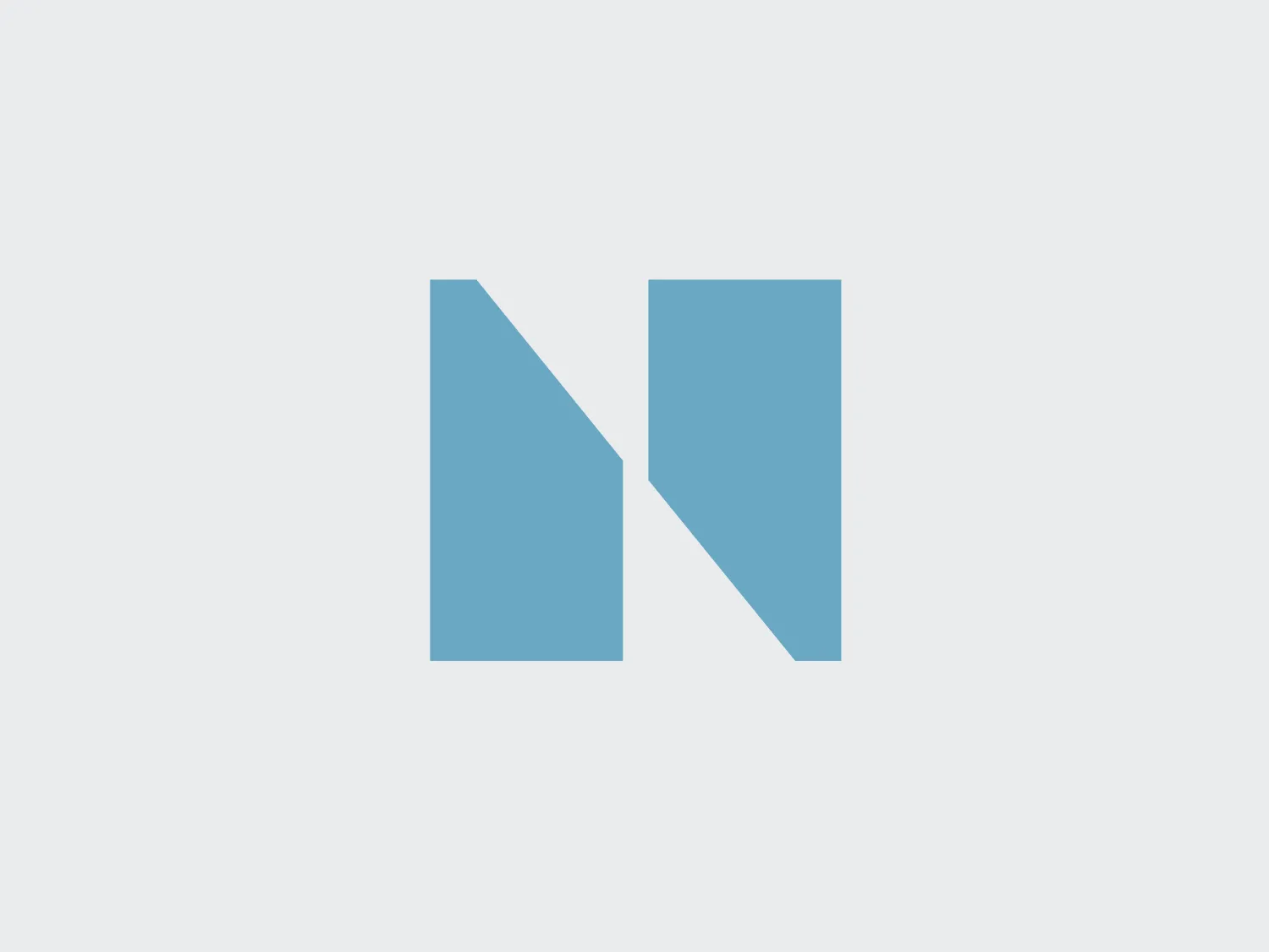 The Norges Bank logo is characterized by an abstract shape, composed of two trapezoid-like figures merged to form a larger, asymmetrical structure. The logo features a minimalist design with clean lines and a flat, two-dimensional appearance. It uses a soft blue color palette, conveying a sense of serenity and professionalism. The design is modern and could be associated with technology or innovation. Since the logo utilizes a cool hue, selecting a background color that complements its simplicity and serenity would be ideal.