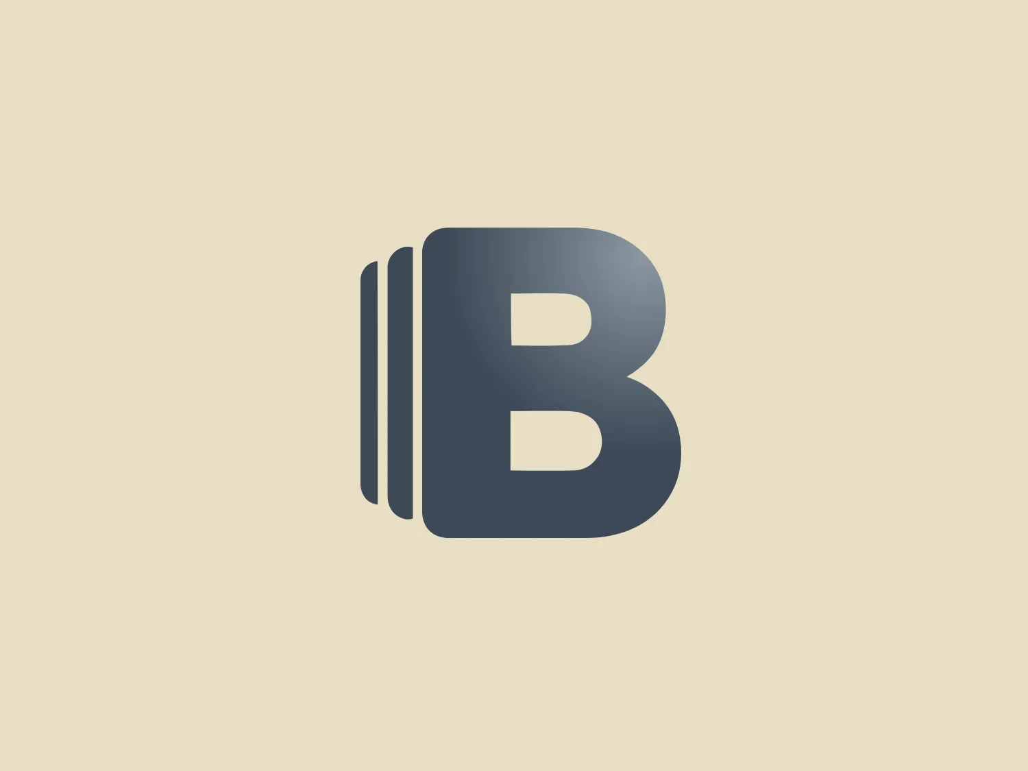 The B Editions logo showcases a modern and sleek design, featuring a stylized letter "B." The bold, three-dimensional effect is created by gradient shading from a darker gray at the top to a lighter gray at the bottom. Vertical lines on the left side of the "B" suggest speed or movement, adding dynamism to the overall design. The logo utilizes a friendly yet sophisticated sans-serif font with rounded corners on the letter.