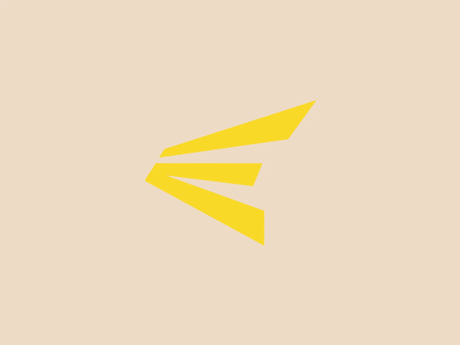 The Easton logo consists of a stylized abstract bird in flight, rendered in a flat yellow color. It is composed of three overlapping geometric shapes that resemble feathers or wings, with each shape decreasing in size from top to bottom. The design is minimalist and modern, with clean lines and sharp angles giving it a dynamic and forward-moving appearance. The symmetry and simplicity of the logo allow for easy recognition and interpretation, while the choice of a vibrant yellow suggests energy and innovation.