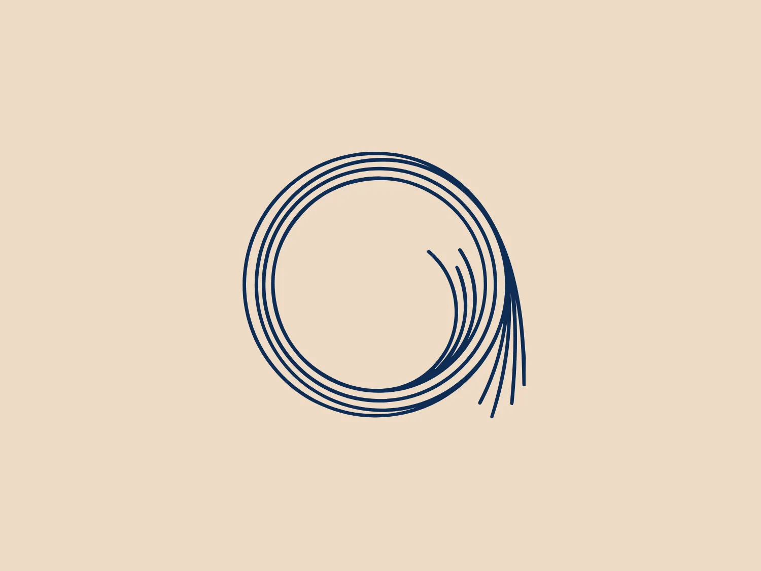 The Aakar Architects logo features a series of concentric circles with varying thickness, creating a gradient effect from dense to sparse lines. The design starts with closely packed lines on the right, suggesting a point of origin, and they progressively expand outward to form an open, incomplete circle on the left. The color of the lines is a deep blue, which conveys a professional and clean aesthetic. This simple yet dynamic design may represent movement, precision, technology, or growth. Considering the proportions and negative space within the design, a light and subtle background would complement it well.