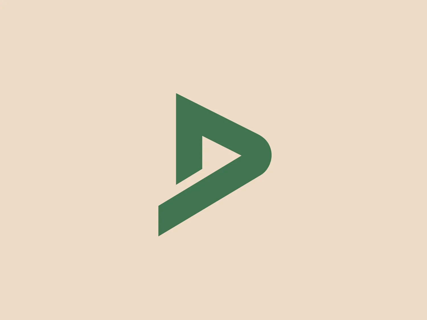 The Dekra logo is a stylized, abstract mark resembling a play button or directional arrow pointing to the right. Composed of three distinct shapes coming together to form a cohesive symbol, the logo has a modern and dynamic look. The main color is a deep, muted green, conveying a sense of growth, harmony, and stability. The three shapes include a right-angle triangle on the left, followed by a parallelogram, and then a smaller right-angle triangle cutout, creating a sense of depth and perspective. The overall aesthetic is clean and minimalist, suggesting a forward-thinking, efficient brand identity.