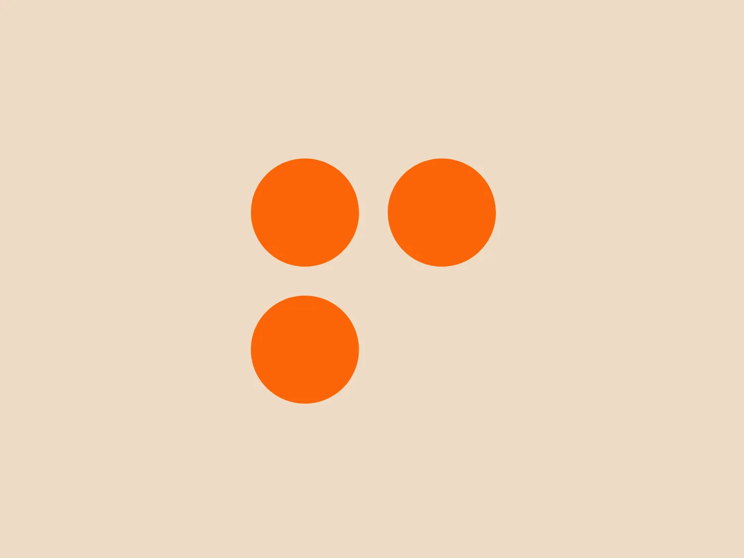 The Reshape Biotech logo comprises three solid, orange circles arranged in a triangular formation, resembling a traffic light or warning sign. Two circles are positioned side by side at the top, with a third centered below them. The design is simple and bold, utilizing a uniform color and identical shapes to make a strong, easily recognizable statement. The minimalist approach suggests a focus on clarity and direct communication. Given the simplicity and vivid color of the Reshape Biotech logo, a neutral and soft background color would complement it well.