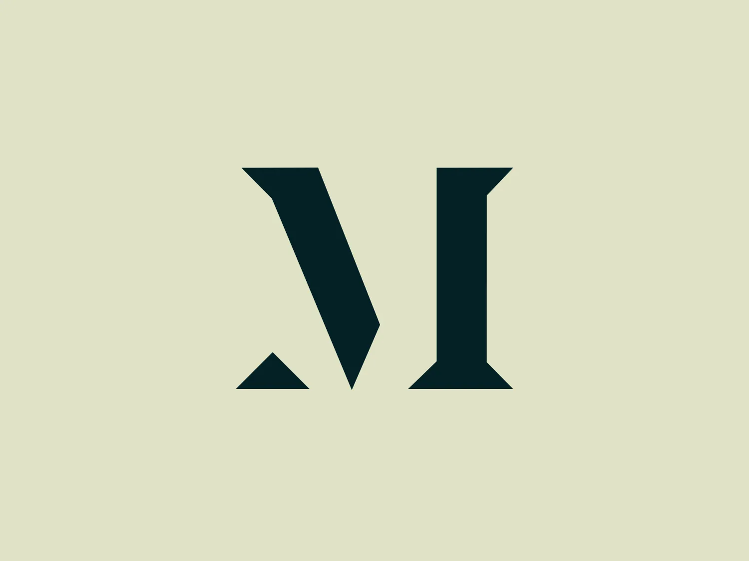 TheMerode logo features a pair of sleek and contemporary stylized letters in a dark teal color and a modern, sans-serif typeface. The geometric and bold characters have unique cutouts and negative spaces, with a minimalist design aesthetic suitable for a sophisticated and clean brand image.