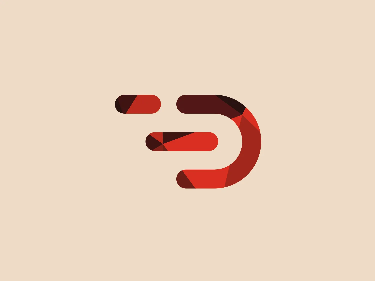 The Dadi logo is a stylized representation of two shapes interlocking or interacting with each other, giving off the impression of movement or connectivity. The primary shape resembles a letter or symbol with a curve and a straight line. The main colors used in the Dadi logo are shades of red and orange, with dark and light tones creating a gradient effect, which provides a sense of depth and dimension. The Dadi logo has a modern and dynamic quality, using geometric sophistication and color contrast to stand out.