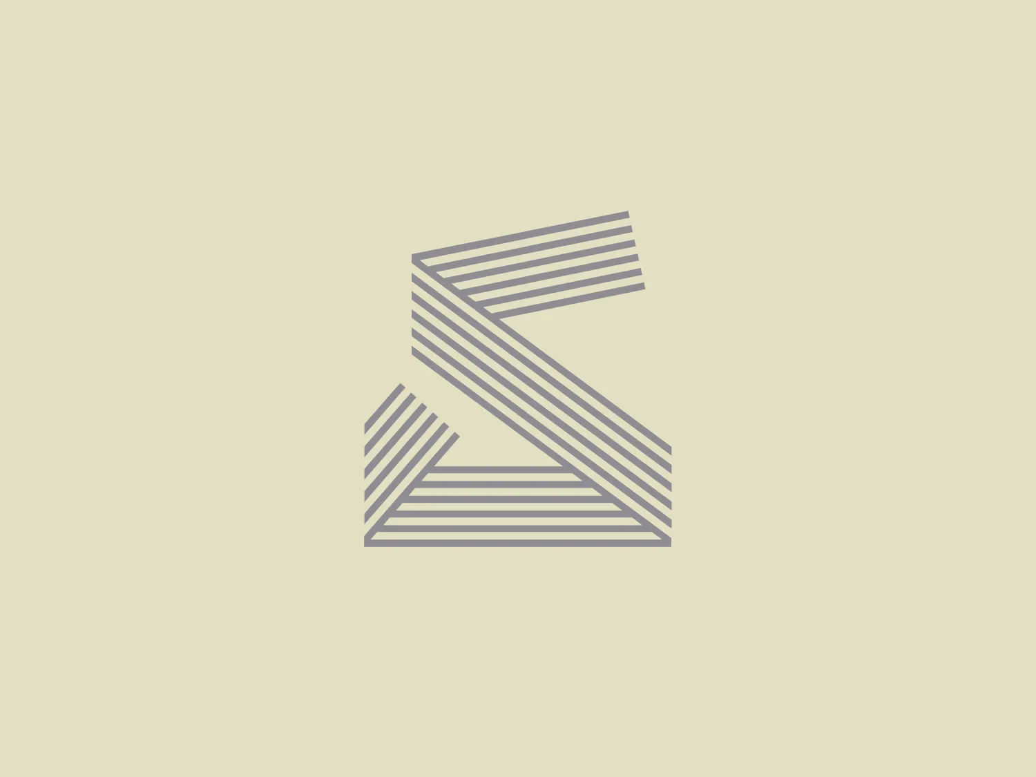 The Selezioni Domus logo design features an abstract, geometric composition with a series of silver or grey parallel lines creating the illusion of three-dimensional shapes. The lines form diagonal steps or layers, stylized to resemble an intertwined 'S' shape with a horizontal element. The use of line weight and perspective provides depth and a modern feel. Minimalistic, it is suitable for tech or corporate brand identity. The color and style lend themselves to a subtle and soft background to complement the design without overpowering it.