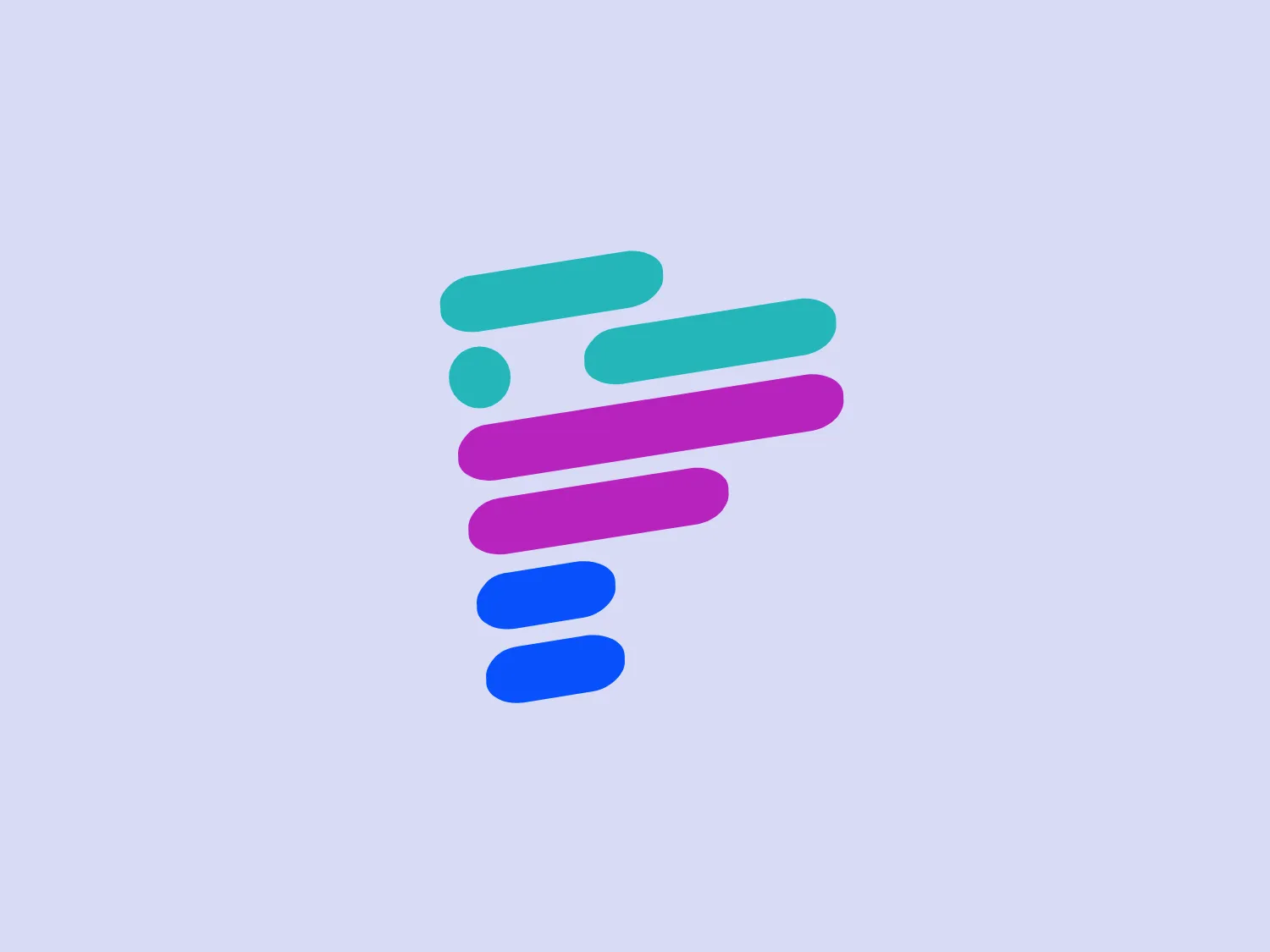 The logo for Pobuca is a series of horizontal bars with rounded corners, resembling an abstract, stylized letter 'E'. The colors transition from light teal to mid-tone teal, followed by two shades of purple, and end with two shades of blue, creating a cool gradient effect. This arrangement gives the impression of dynamism and depth, conveying innovation and connectivity.