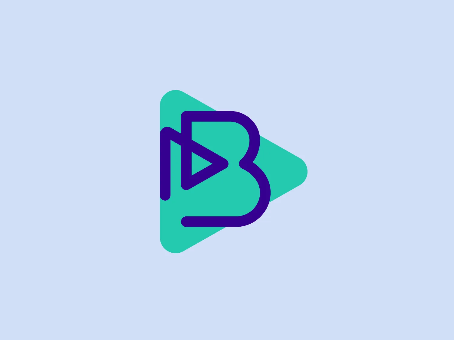 The Bauer Media Group logo features a stylized, modern letter B encompassed within a dynamic arrow-like triangle shape, creating a sense of movement and direction. The letter itself has bold, geometric lines with distinctive angles and curves, suggesting innovation and efficiency. The color scheme contains gradients of vibrant teal transitioning into a deep purple, giving the logo a fresh and energetic look while conveying a sense of technology and progressiveness. The smooth, gradient transition between colors adds depth and dimension to the design.