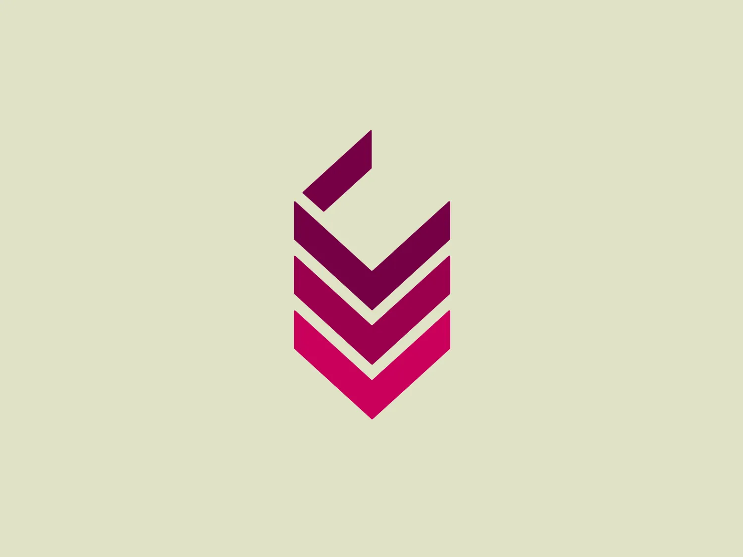 The Cominar logo is a modern, abstract design featuring geometric shapes that come together to form a stylized letter "V" or chevron pattern. It comprises three angular elements with varying widths that layer on top of one another, creating depth and movement. The color gradient transitions from a deep magenta at the top to a brighter pink hue at the bottom, adding dynamism to the design. The overall aesthetic is sleek and contemporary, suitable for a brand aiming for a sharp and innovative image.