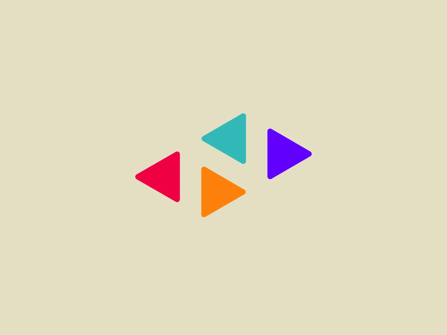 The Nielsen logo features four overlapping triangular shapes pointing towards a common center, suggesting motion or convergence. The triangles are pink, teal, orange, and purple, creating a vibrant and youthful feel. A blending effect adds depth and a sense of layering to the design, while the playful and asymmetrical arrangement gives the logo an energetic and dynamic quality. Despite its simplicity, the design conveys a feeling of creativity and collaboration.