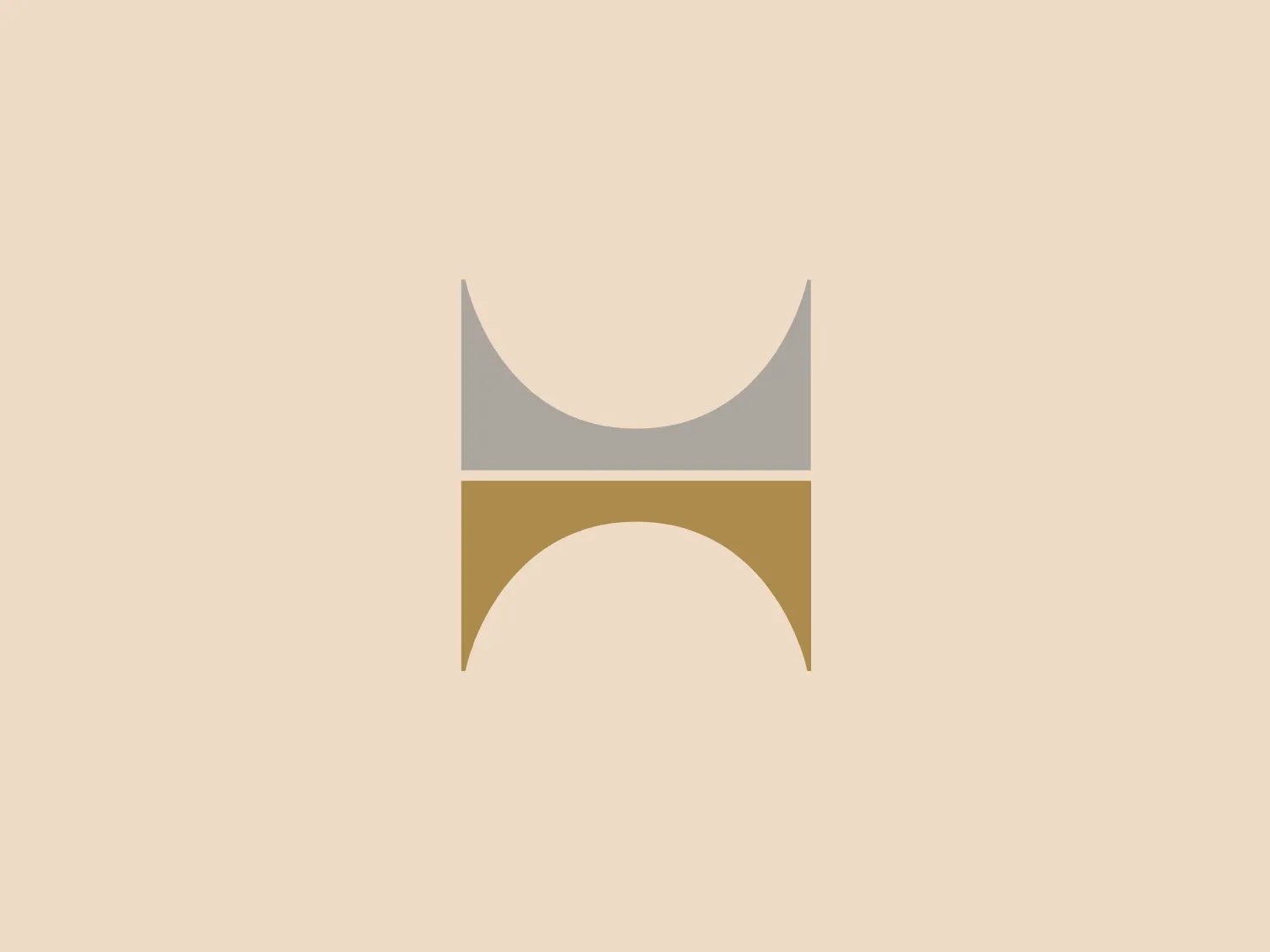The Hilton Honors logo showcases a stylized, symmetrical emblem with two mirrored shapes facing each other, creating a central negative space that suggests a letter or symbol. Rendered in a cool gray tone on the left and a warm gold tone on the right, the logo achieves a sense of balance between contrasting elements. The soft, organic curvature of the shapes meets at a sharp point on the outer edges, contributing to a modern and dynamic aesthetic. The elegant simplicity of the design and the color scheme make it adaptable to various backgrounds.