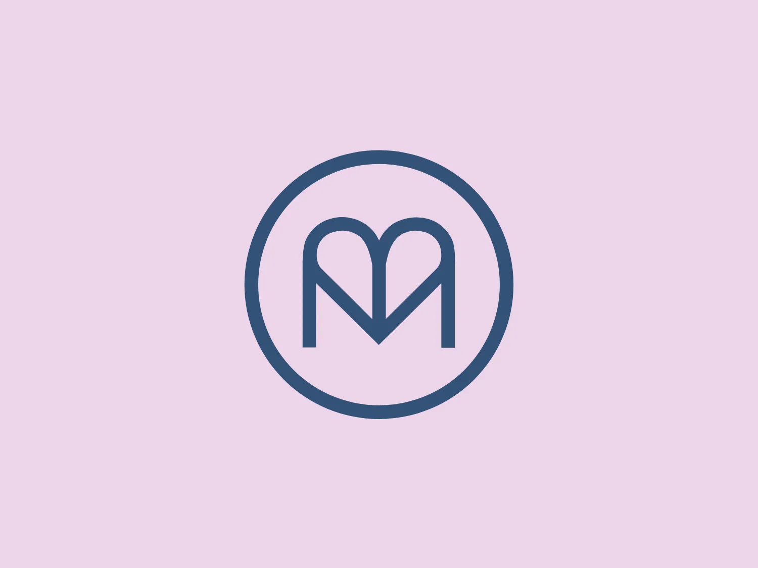 The Matador Network logo features a stylized letter 'M' inside a circle. The 'M' consists of sleek, curving lines that form a heart shape at the top, merging seamlessly into the vertical lines of the letter. The color of the logo is a soft, pastel blue that exudes a professional yet approachable feel. The overall design is minimalistic and modern with the use of negative space within the 'M' enhancing its visual appeal. Considering the color scheme and the design of the logo, a pale background that complements the blue without overwhelming it would be ideal.