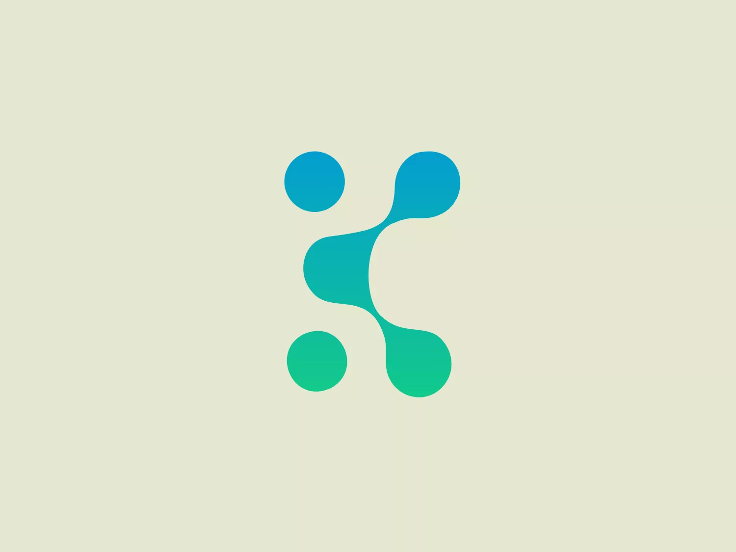 The Kinetikos logo consists of an abstract, fluid shape reminiscent of a molecular structure or a network. It features three circles connected by curved lines, creating a dynamic and organic feel. The color palette consists of two gradient shades of green and blue, which transition smoothly from one to another, giving the logo a fresh and modern appearance. The design is simple yet striking, with the use of negative space to enhance its visual impact. Considering the colors present in the logo, a subtle and light background color would complement it without overpowering the design.