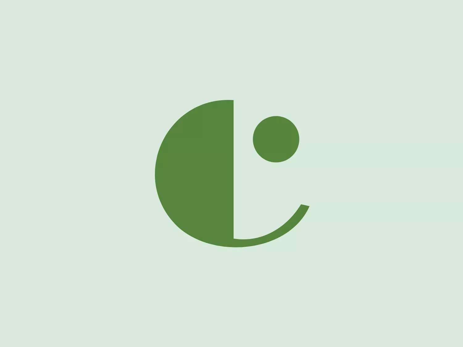 The Crown Point logo is composed of geometric shapes - a green circle that is partially hollowed out on the right side with a smaller circle placed within it to resemble a lower-case 'e'. The logo uses a solid, dark green color, presenting a modern and simplistic aesthetic. The negative space created by the smaller circle gives an impression of openness and accessibility. The design is minimalistic yet recognizable.