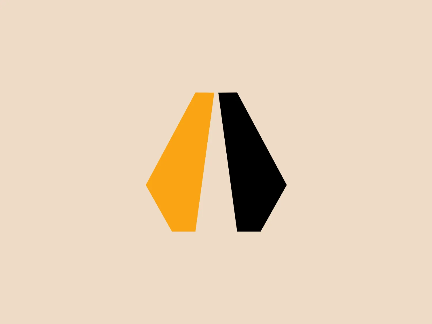 The Allied Crane logo features two stylized, adjacent, vertical trapezoids with their non-parallel sides aligned. The trapezoid on the left is filled with a vivid orange (#FFA500), and the one on the right is black (#000000). The design is minimalistic yet striking, with a strong contrast between the two colors that gives the logo a modern and dynamic look. The use of geometric shapes conveys a sense of stability and professionalism.