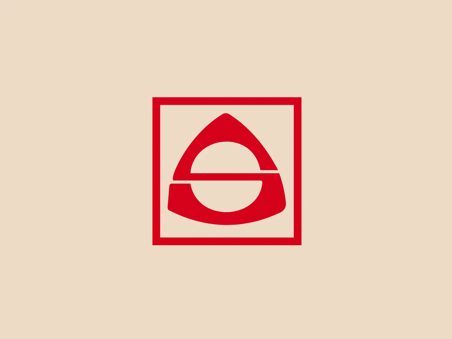 The logo presented is an abstract, geometric design composed of a red stylized letter 'A' within a square border of the same color. The 'A' has been created using negative space and consists of two shapes—a solid semicircle at the bottom and a larger, incomplete cone shape on top, with both shapes sharing one straight edge. The flat bottom edge of the semicircle represents the crossbar of the 'A', with the red parts evoking the upward strokes of the letter. The visual effect creates a modern and minimalist aesthetic, with the color red conveying a sense of energy or passion. This design communicates simplicity and is easily identifiable due to its use of basic geometric forms.