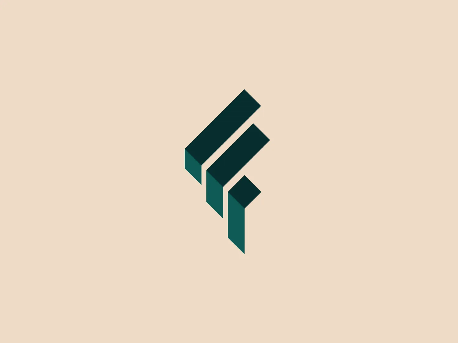 The Freeman Law logo consists of a geometric isometric design featuring three-dimensional rectangular bars that intersect each other. The bars are colored in two shades of dark teal green, with the darker shade used on the sides to enhance the three-dimensional effect, creating an illusion of depth. The overall design aesthetic is modern, clean, and suggests dynamism and structure. The use of intersecting elements implies connectivity and integration. The strong angular lines evoke a sense of stability and professionalism.