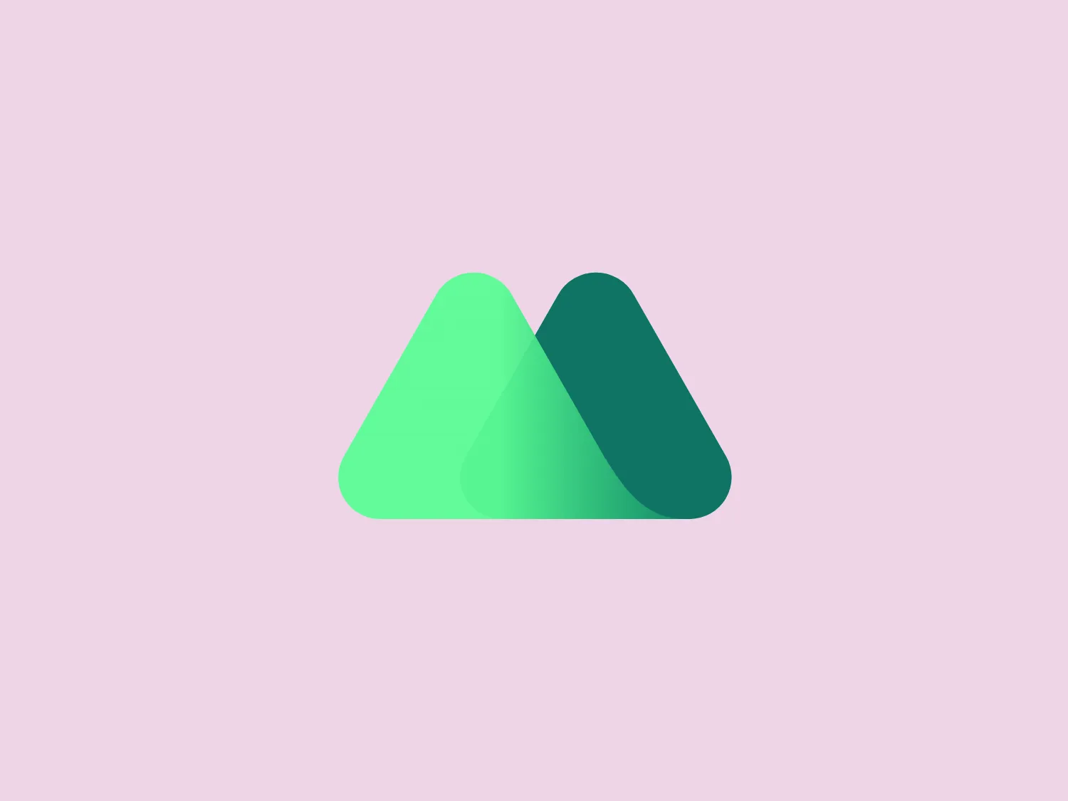 The MXC Exchange logo features two overlapping, geometric mountain-like shapes with a modern, flat design style. The shapes are rendered in two shades of green, with the left side sporting a lighter, vibrant green (#34C759) and the right side a deeper, teal-like green (#30A14E). The gradient where they overlap creates a sense of depth and dimension, suggesting a natural, eco-friendly, or growth-oriented theme. The simple and clean aesthetic of the MXC Exchange logo conveys a sense of tranquility and professionalism.