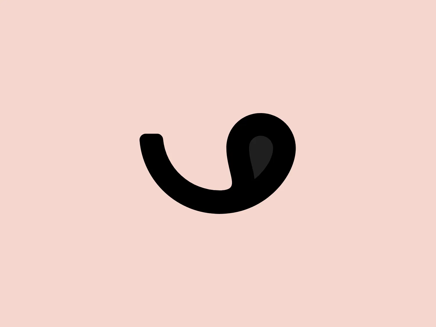 The eHungry logo showcases a stylized letter "u" in black, featuring a modern typeface. The flowing, continuous line of the letter creates a dynamic, curvy shape suggesting movement and fluidity. Adjacent to the upper right part of the "u", there is a red pinpoint symbol, reminiscent of a location marker on digital maps, adding a pop of color and implying location-based services or navigation. The bold red marker contrasts sharply with the black, drawing the eye immediately. This minimalist design conveys a sense of simplicity and clarity.