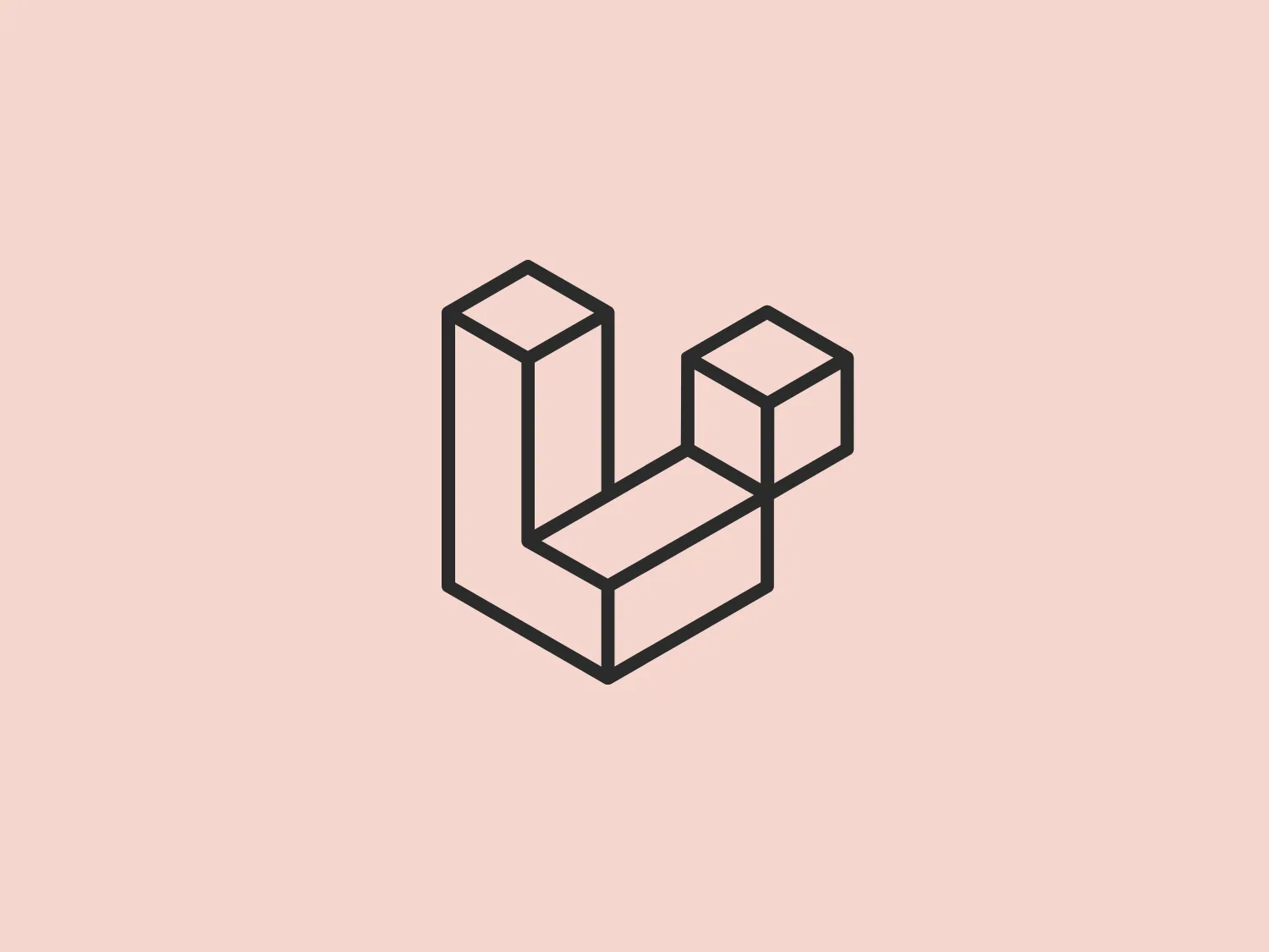 The Laravel logo is a stylized abstract representation, possibly a monogram or initial, composed of three-dimensional geometric shapes. It resembles two interlocking cubes or a continuous isometric figure. The design uses a single bold color, likely a shade of red or orange, giving it a striking and modern appearance. The lines are clean and precise, creating an illusion of depth and space. The design is minimalistic yet complex, likely intended to convey innovation or a futuristic vibe. The construction of the shapes hints at connectivity and structural integrity.