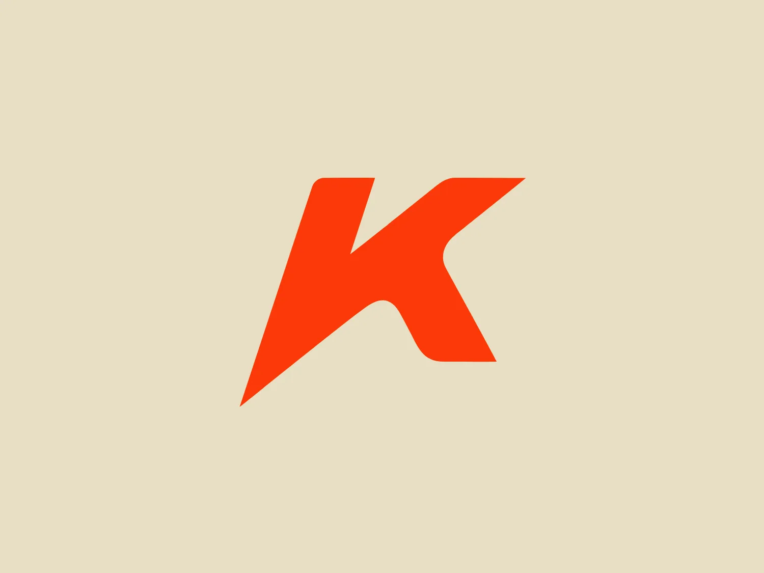 The Kenner logo is a stylized, abstract representation of the letter 'K'. It features sharp angles and bold geometry, with a right-angled triangular shape forming the backbone of the 'K' that is met by two asymmetric arms at the top and bottom. This gives the letter an energetic and dynamic feel. The color of the logo is a vivid and saturated shade of orange, which gives it a sense of vibrancy and excitement, perfect for a brand looking to stand out. The overall aesthetic is modern and minimalist with a twist of creativity. For a background that complements yet contrasts pleasantly with the logo’s vivacious orange, a light and serene shade would be ideal. The hexcode #ECE4CF, a soft, pale peach, provides a gentle backdrop that would allow the logo to remain the focal point without overwhelming it.