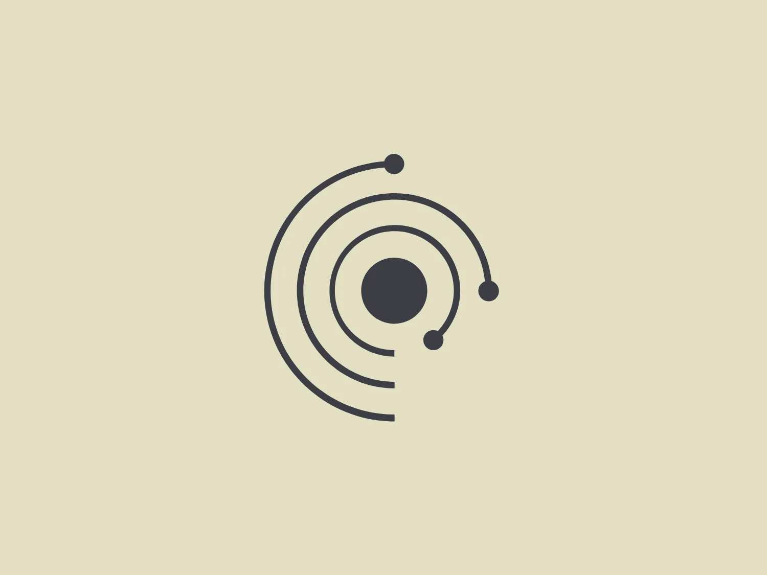 The Europlanet Society logo features a stylized depiction of an atom or orbitals, with a central dark circle representing the nucleus and three orbiting paths around it, each with a small circle that could signify electrons. The design is composed of varying shades of gray, giving it a sleek, modern, and minimalist aesthetic. The orbiting paths are not complete circles, which adds a dynamic and almost abstract quality to the image. Overall, the design suggests movement, connectivity, and a scientific or technological theme.