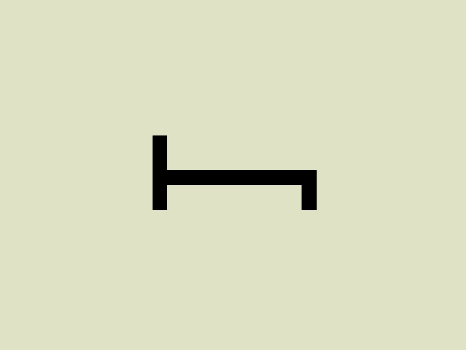 The HotelTonight logo features a minimalistic, black, sans-serif letter resembling an "h" with a horizontal line extending from its midsection towards the right, creating a T-like shape on its side. The design is simplistic and modern, utilizing thick lines with clean edges and right angles, conveying a sense of stability and balance. The overall aesthetic is contemporary and could represent a variety of industries, with its abstract form inviting multiple interpretations.