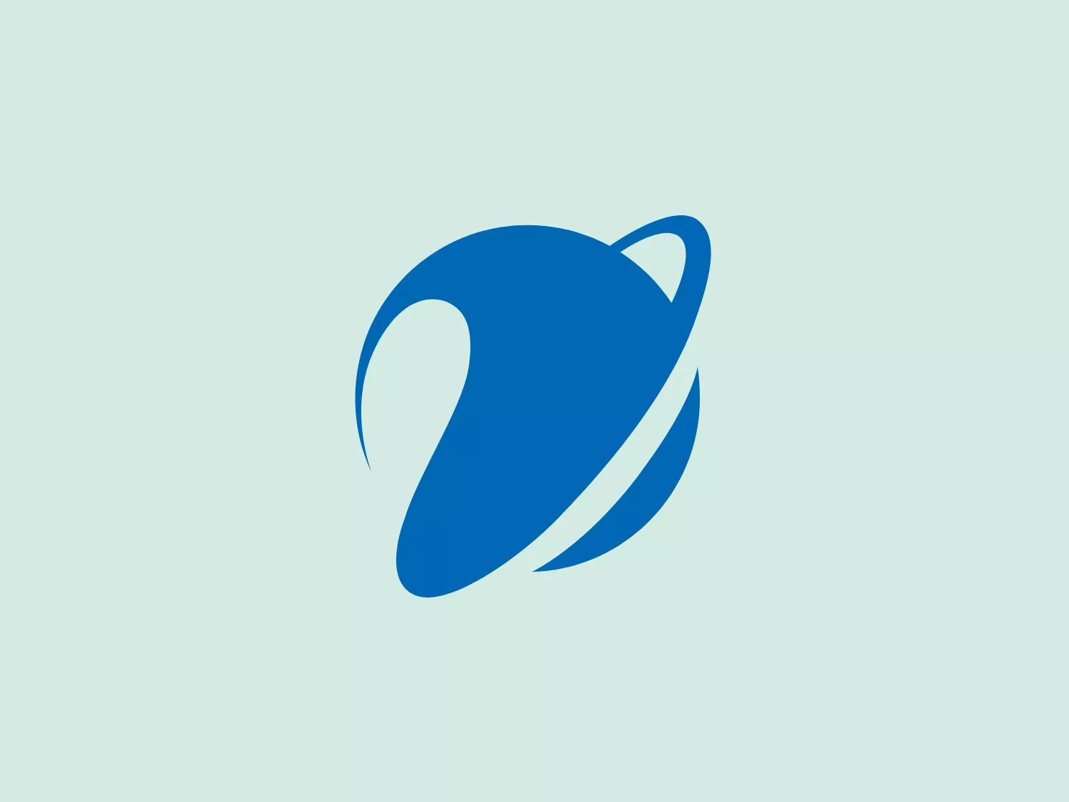 The VNPT logo displays an abstract representation of interconnected shapes resembling a planet with rings or an abstract representation of motion and orbit. The main shape is a bold blue teardrop-like figure, with a wide end tapering to a point, suggesting fluidity or a dynamic presence, conveying movement, global connectivity, and a forward-thinking ethos. This blue has a clean, modern shade, invoking a sense of professionalism and technology. The teardrop is encircled by a white ellipse intersecting and wrapping the figure, completing the illusion of an orbital path or a protective shield. The absence of additional elements serves to concentrate focus on the flowing, interconnected design, reinforcing the logo's sleek and minimalist aesthetic.