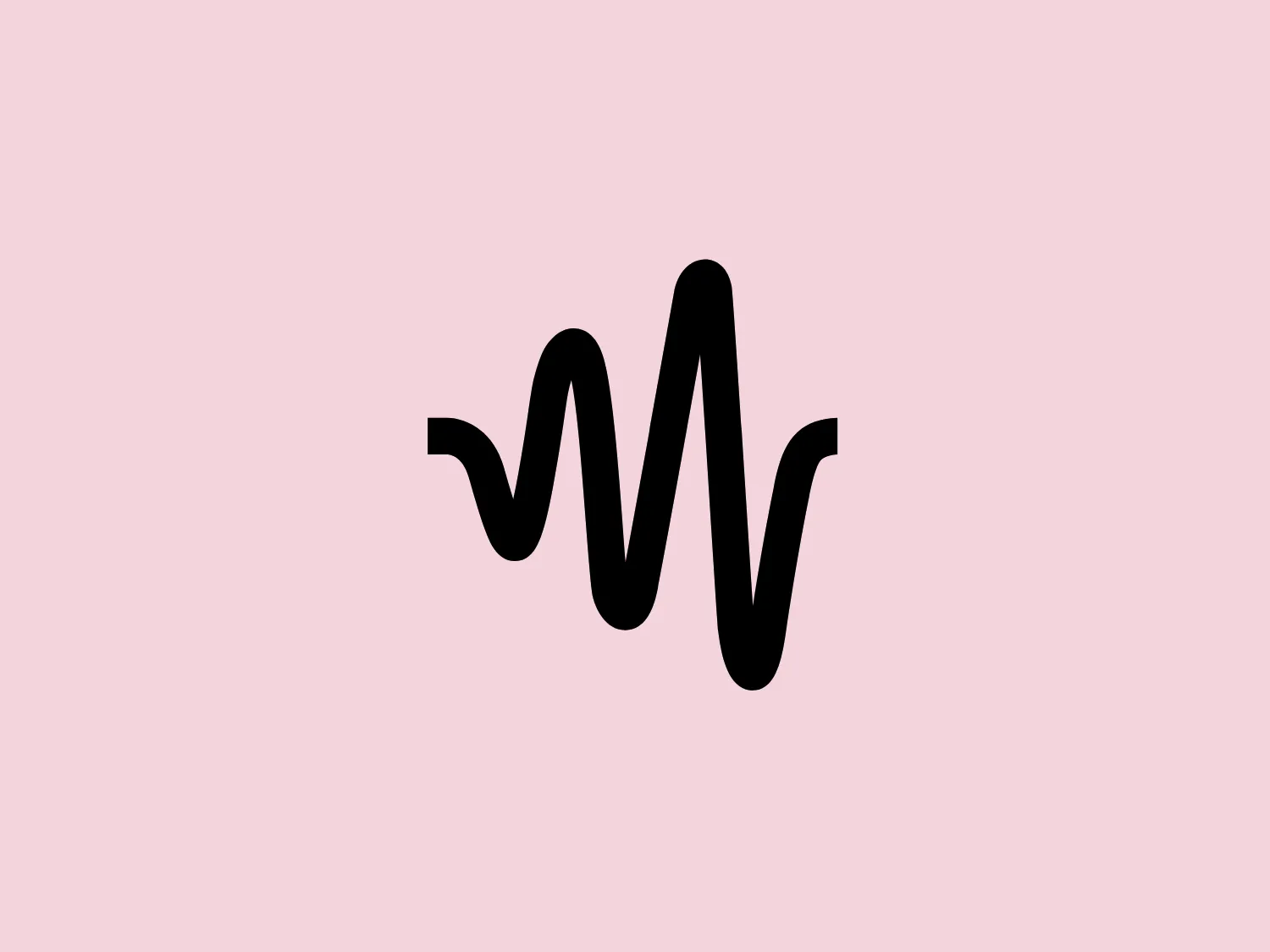The logo for École des Musiques Actuelles portrays a sleek, abstract design featuring a single continuous, wavy line. This line forms a rhythmic and dynamic visual effect with delicate curves at the beginning and end, extending into two sharp peaks resembling the letter "M," a stylized heartbeat, or sound waves. Rendered in bold black, the monochromatic logo stands out sharply against a light background, exuding a modern, minimalistic, and versatile aesthetic suggestive of movement and vitality, suitable for diverse branding applications.