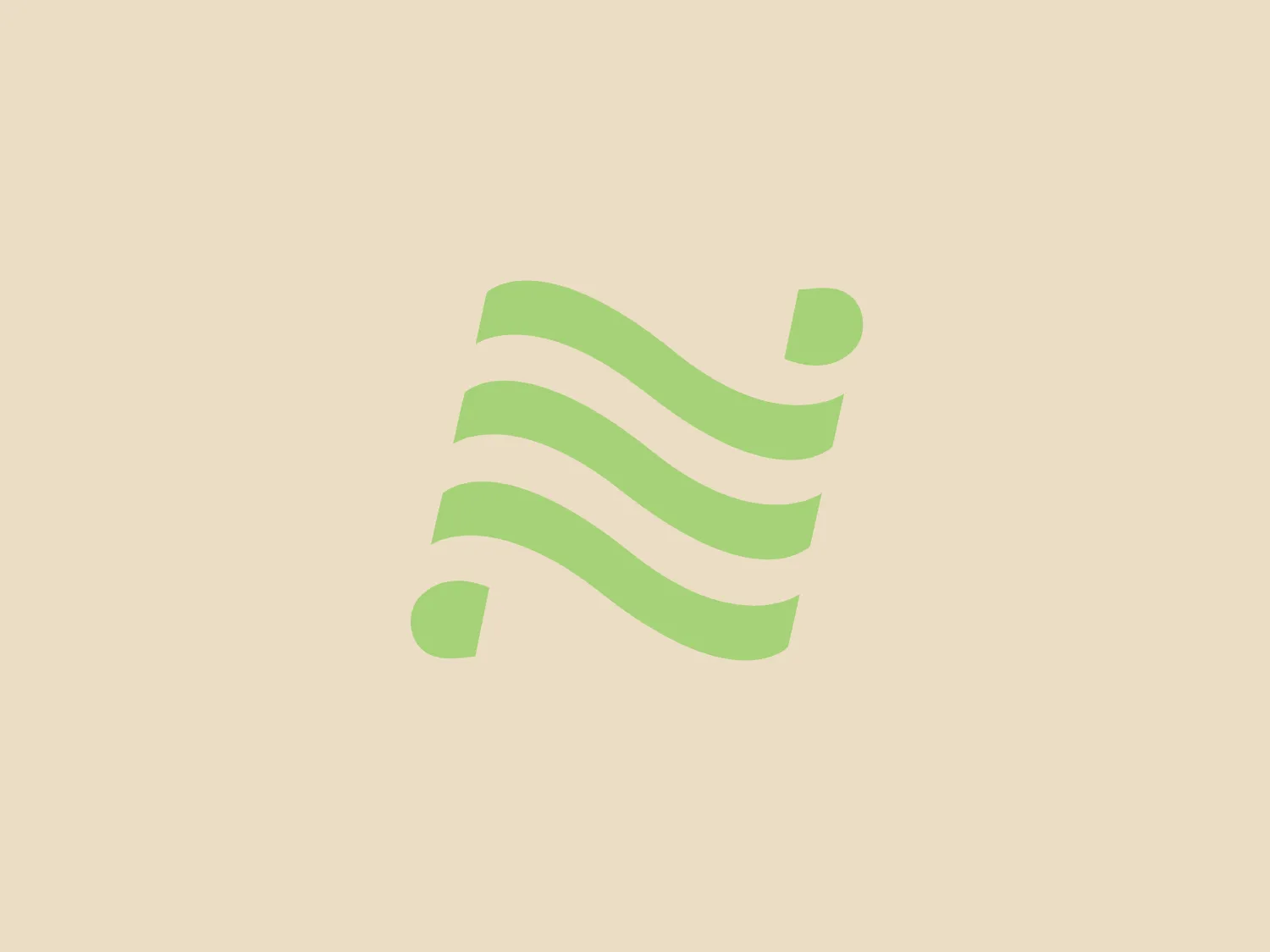 The National logo features a stylized, abstract design with gentle, flowing curves that resemble waves or ribbons. It consists of three undulating, horizontal lines that are interconnected, creating a sense of movement and fluidity. The lines taper off at both ends, giving the logo a sleek and modern appearance. The color of the logo is a soft, muted shade of green, which conveys a sense of calm and growth. The simplicity of the design suggests elegance and a contemporary aesthetic.