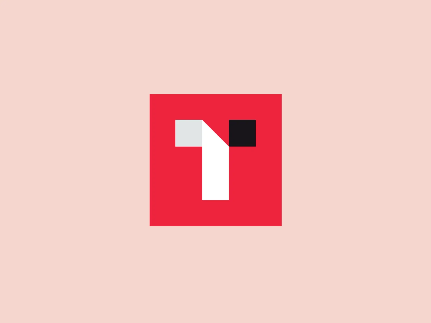 The image displays a bold, geometric logo composed of minimalist shapes. The primary feature is a stylized letter 'T' created from a large white vertical bar intersected by a smaller horizontal bar on the left side, and a small square on the upper right side, adding a sense of balance to the design. These elements are set against a vibrant red square background, which gives the TapSmart logo a strong and dynamic presence. The aesthetic is modern, clean, and highly readable, emphasizing simplicity and impact in its design.