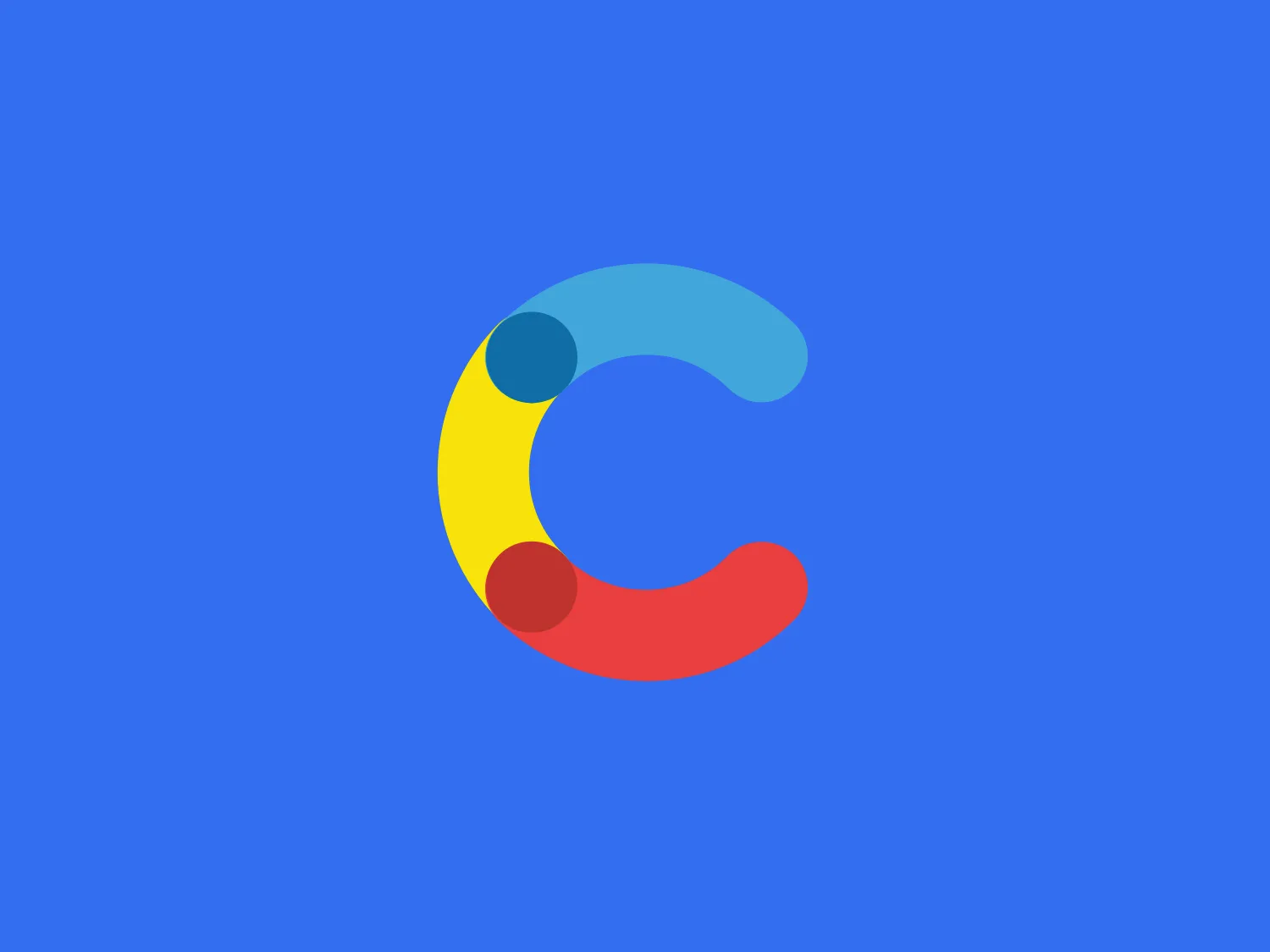 The Contentful logo in the image consists of a stylized letter "C" composed of three overlapping shapes. The top portion is blue (#4285F4), the middle is yellow (#FBBC05), and the bottom part is red (#EA4335). The design aesthetic is modern and minimalistic, with smooth contours and a flat design without any gradients or shading, giving it a clean and simple look. The use of primary colors makes the logo bright and eye-catching. The overlapping areas create secondary colors, implying a sense of collaboration or connectivity. The background behind the logo is a light pink (#F3DDEB).
