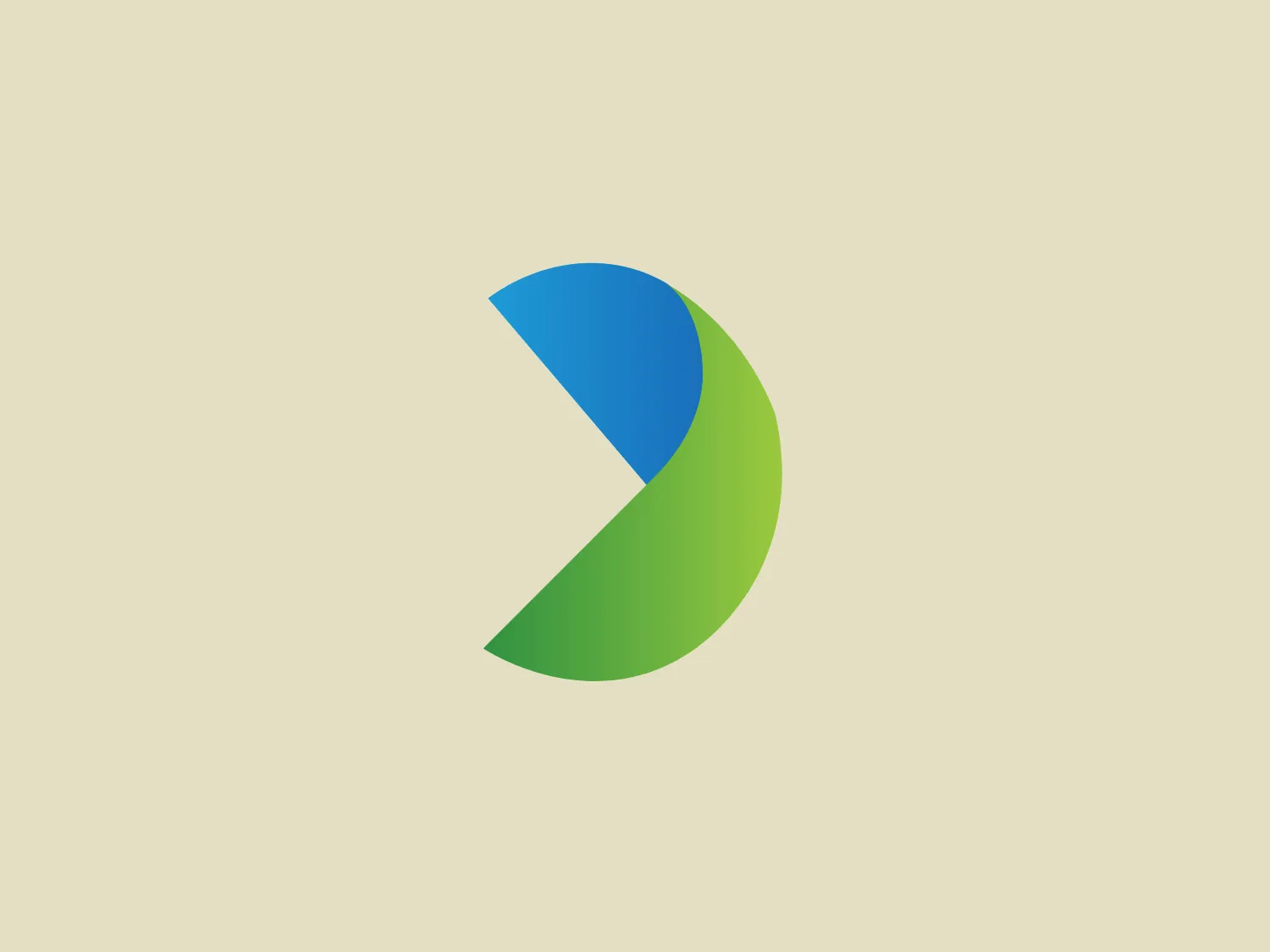 The Deca Card logo features a stylized abstract shape that resembles a dynamic crescent or a circular arrow in motion. It consists of two distinct halves: the left side is a vibrant blue and the right side is a rich green, suggesting themes of energy, growth, and possibly environmental consciousness. The shapes have a layered look, with the blue slightly overlapping the green, giving an appearance of fluidity and forward movement. The design is curvilinear and balanced, exuding a modern and professional feel.