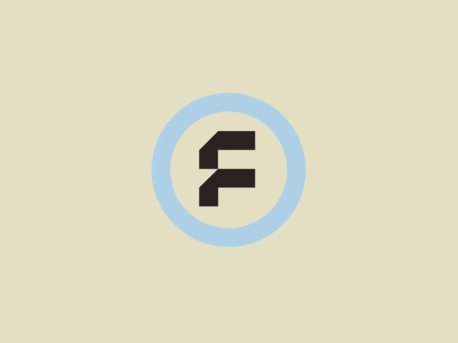 The Fyber logo features a stylized, bold uppercase 'F' centered within a circular background. The 'F' is designed using negative space, with dark gray or black angular sections cut out from a light-colored block, creating a strong and modern geometric appearance. The circle surrounding the 'F' is a soft, pastel shade, possibly a sky blue or light gray, providing a calm contrast to the starkness of the 'F'. The overall design aesthetic is clean, minimalist, and contemporary, making the Fyber logo easily identifiable and scalable for various uses. This logo would stand out nicely against a background that complements its modern and subtle tones.