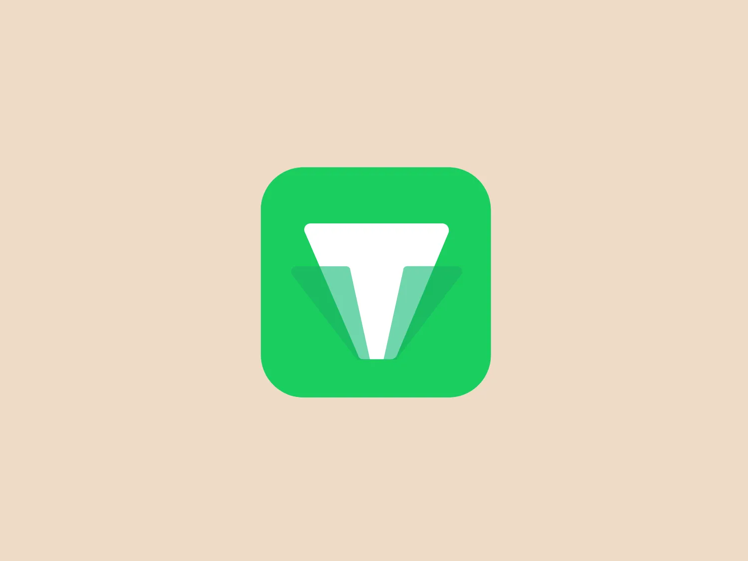 The Thrive logo features a stylized, white, inverted triangle with softened edges, centered within a bright green square with rounded corners. The design is modern and minimalistic, with a clean and bold appearance. The use of white against the vibrant green creates a striking contrast that emphasizes the geometric shape of the triangle. This logo conveys a sense of precision and cutting-edge simplicity. Given the vibrancy of the green, a more subdued background color would complement it well.