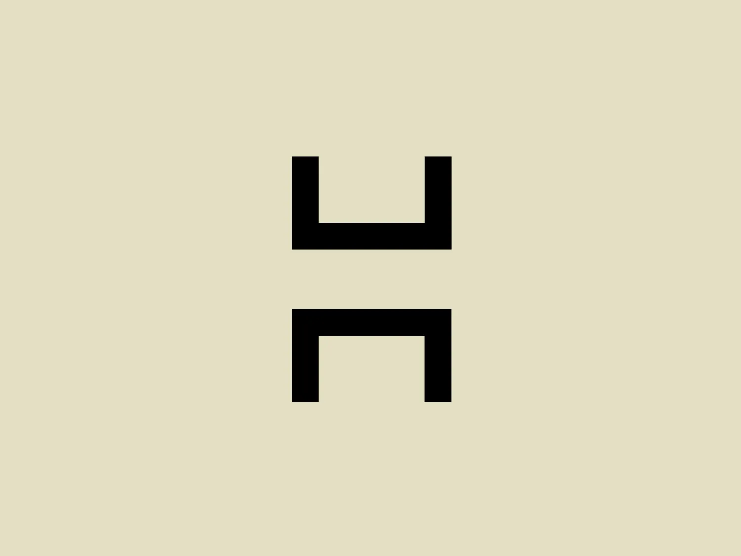 The Hubilo logo features a minimalistic, abstract mark formed by two thick black lines creating a stylized representation of the upper case letters 'H' and 'N'. The design is geometric and symmetrical, with the 'H' appearing above the 'N' and sharing its right vertical bar with the left vertical bar of the 'N', thus connecting the two letters. Both letters maintain a bold, block-like appearance, and the use of negative space between them enhances the visual separation while maintaining a cohesive form.