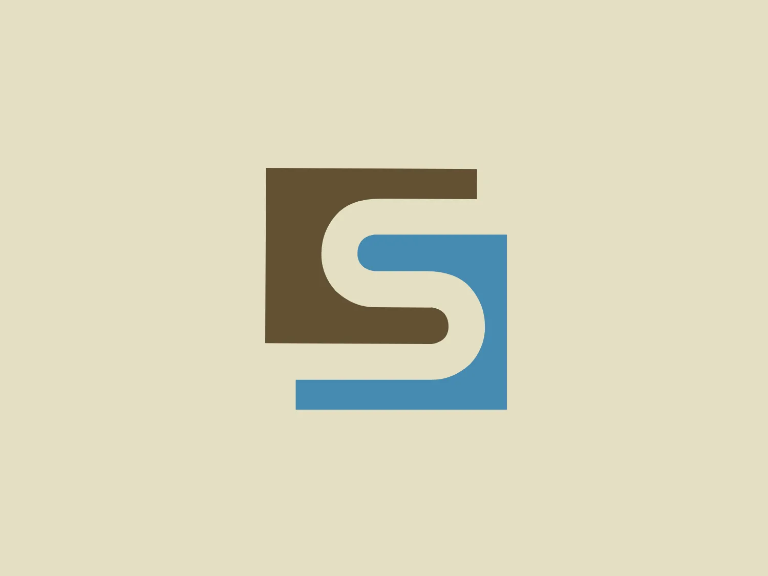 The logo for Samson et Frères features a stylized letter 'S' with a modern and dynamic design. The 'S' is created with rich brown and muted sky blue colors, partitioning the letter into two interlocking shapes. The interplay of angles and curves provides a sense of movement and balance, making it suitable for various applications.