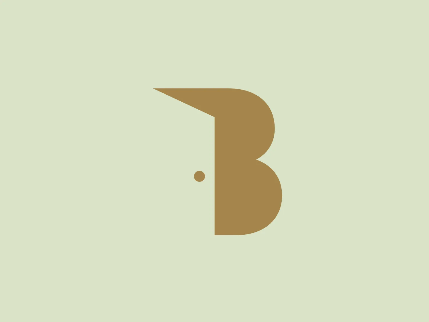 The Butler Academy logo features a modern and simplistic lowercase letter 'b' which is designed with fluid curves, creating a sense of movement. The bold and rounded form of the 'b' exudes luxury and refinement with its rich, muted gold color. A small, round dot aligns perfectly with the curve of the letter, adding a unique touch to the design. This logo conveys sophistication through clean lines and a minimalist approach.
