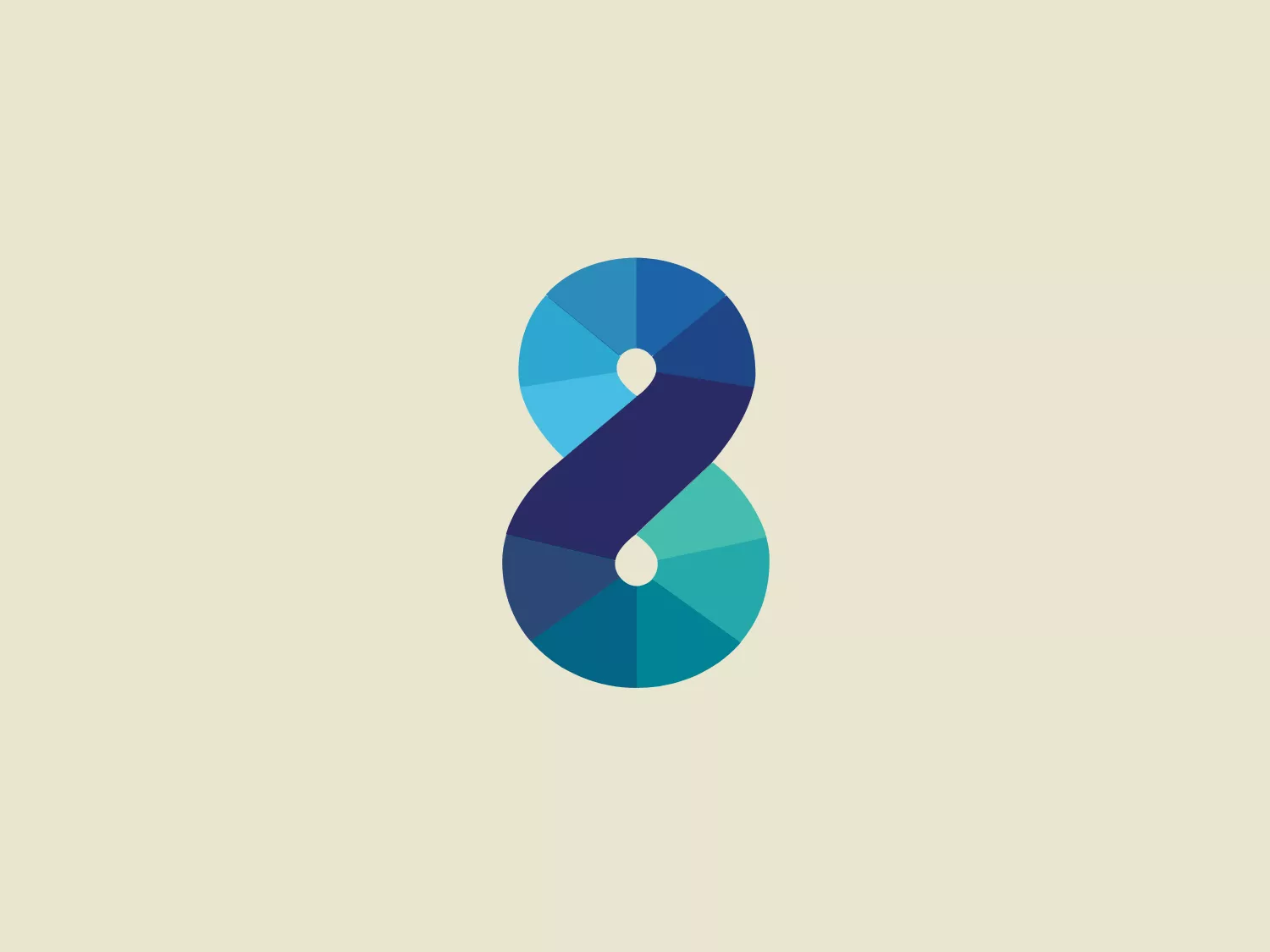 The Navig 8 Group logo is a modern, abstract representation of the number eight, constructed with geometric shapes. It features a gradient of colors ranging from a lighter to a darker shade, moving from a teal-blue at the top to a deeper navy blue at the bottom. The design is divided into facets, giving the impression of a gemstone or a low-poly structure, enhancing the sense of depth and dimensionality. The central part of the eight is marked by a white dot, creating a focal point and interrupting the symmetry. Overall, the aesthetic is sleek and digital, suggesting technology or innovation. Given the colors within the logo, a neutral and light background would complement it well.