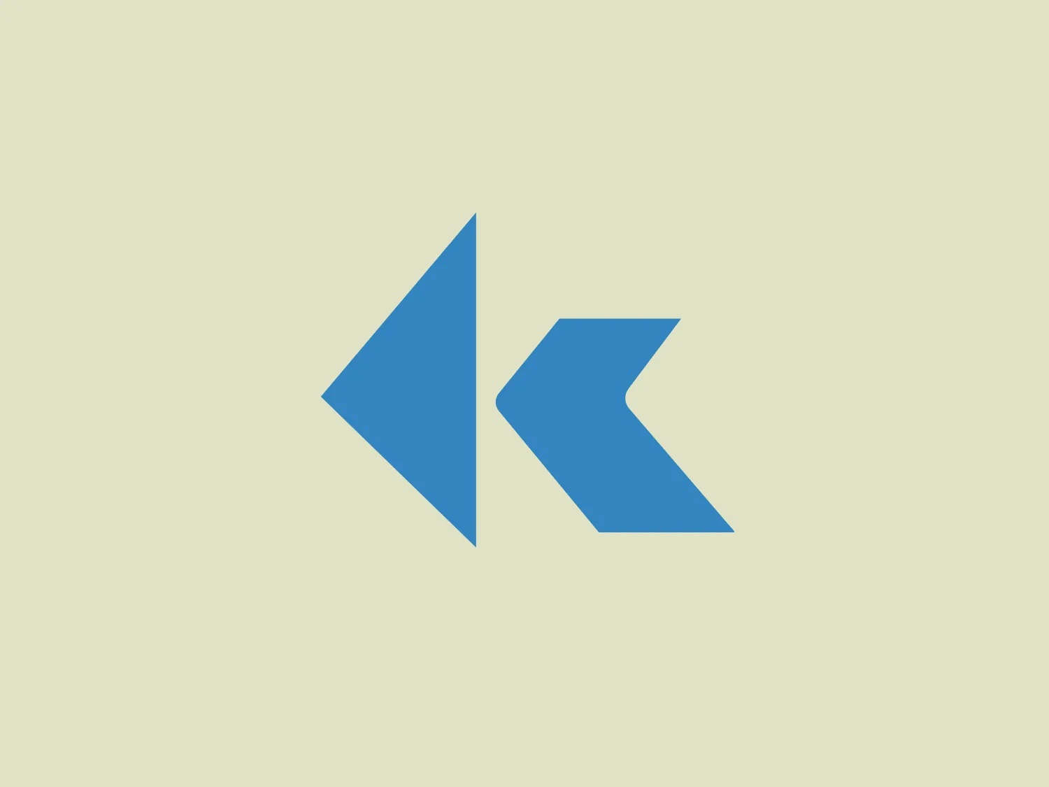 The Knowles logo consists of two abstract shapes that join to form an arrow pointing left. The main shape resembles a play button icon or a triangle, while the secondary shape is a parallelogram that mirrors and connects to the first, completing the arrow. Both shapes feature a vibrant shade of blue, creating a visually striking and modern feel. The use of geometric shapes and bold blue color offers a sense of dynamism and forward motion, fitting for a brand that likely wants to convey progress and innovation. A light and unobtrusive background color that complements the blue without competing for attention would be ideal for this logo.