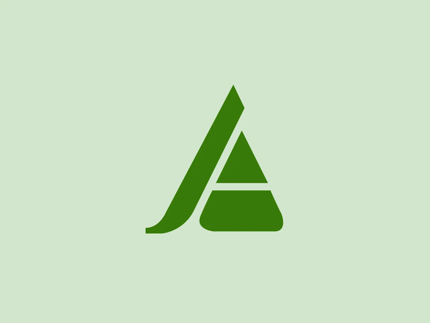 The Asaja logo showcases a modern and minimalistic design with green geometric shapes. The composition features a right-angled triangle lying on one side, with a parallelogram rising from its hypotenuse and leaning to the right, creating a dynamic sense of movement. The flat and monochromatic green color suggests a connection to growth, freshness, or eco-friendliness. The simple yet stable design conveys upward momentum, while the absence of additional embellishments gives the logo a professional and contemporary look.