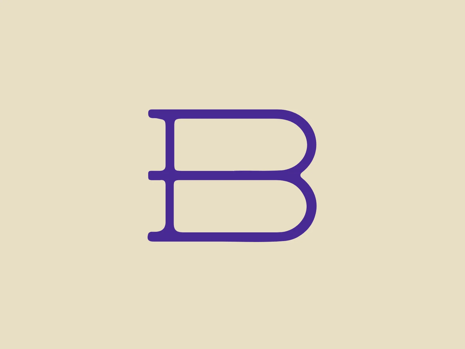 The Bookshop logo is a stylized design centered around the letter "B". The clean, smooth lines of a bold, sans-serif type give it a modern and minimalistic appearance. Its unique cut or space separating the vertical and horizontal strokes of the letter creates a simple yet distinctive look. The logo's shade of purple radiates creativity and sophistication, making it stand out against a light and airy background.